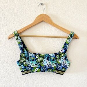 Aerie Floral Wide Strap Scoop Bikini Top Size Small